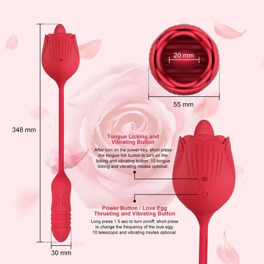 2-In-1 Rose Vibrator for Women