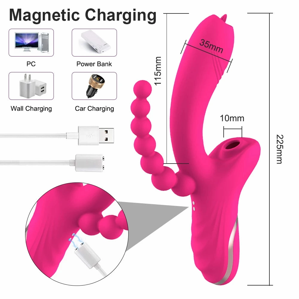 3-in-1 Clit Sucker & G-Spot Vibrator with Silent Dual Stimulation