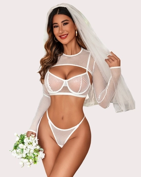 3 Piece Fishnet Lingerie Set