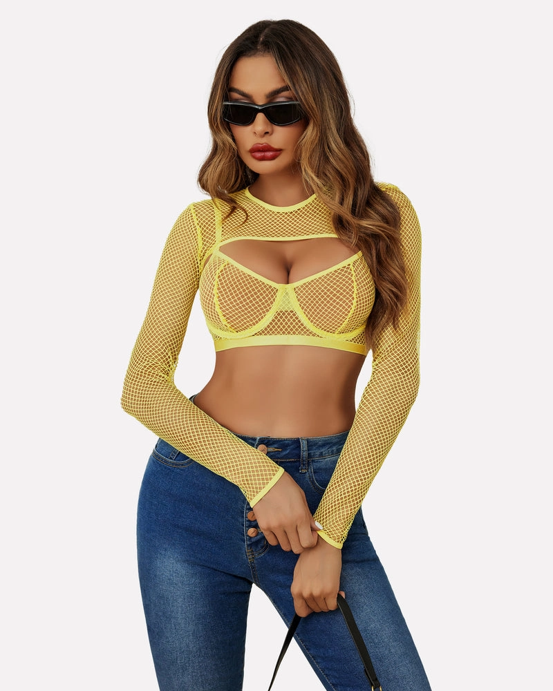 3 Piece Fishnet Lingerie Set