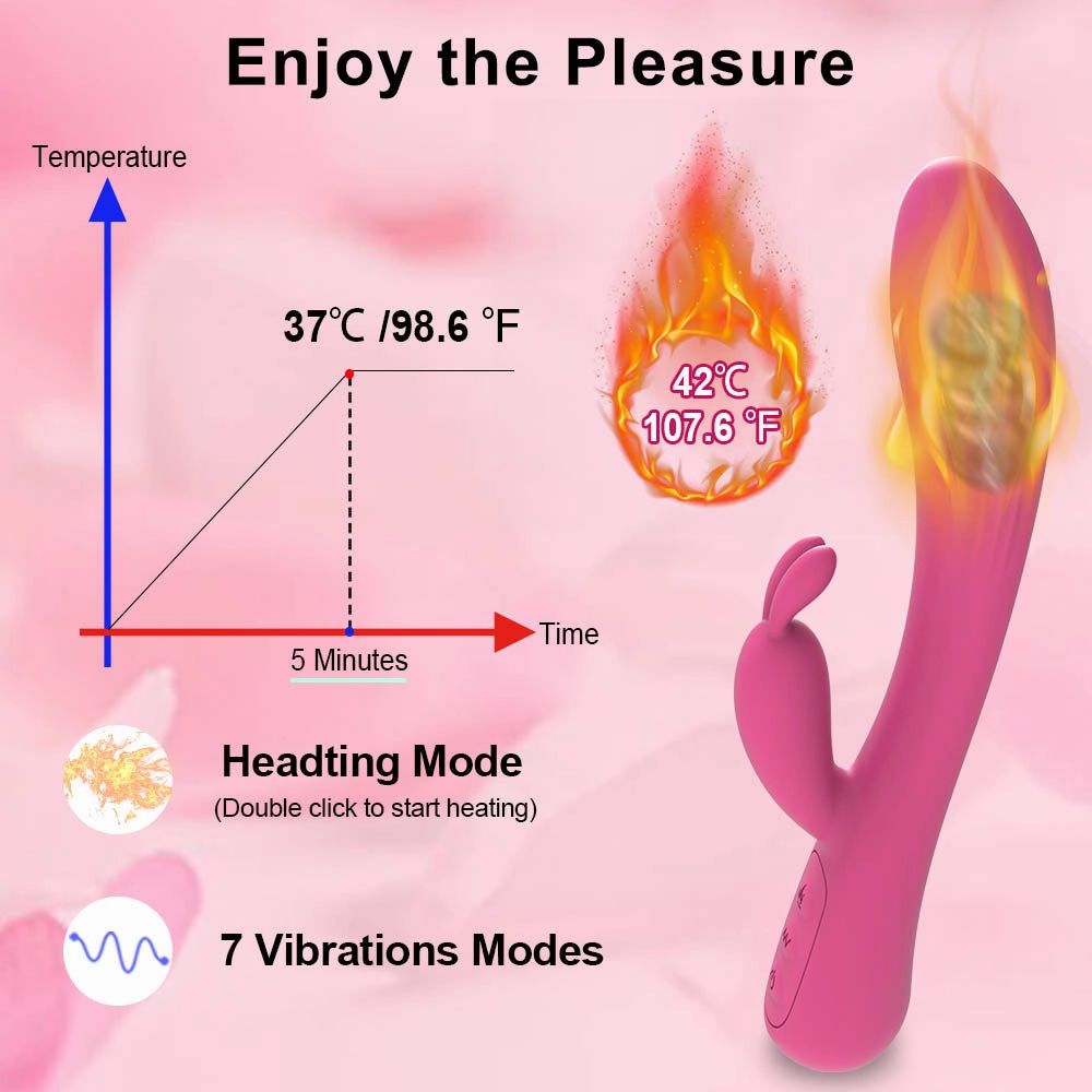 7 Frequencies Rabbit Vibrator with 42°C Heating V8