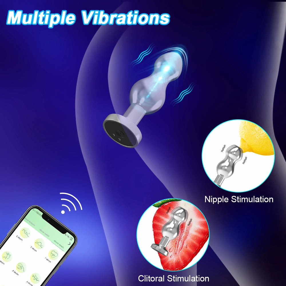 7 Vibrating Modes Anal Plug APP Control Vibrator Stainless Steel Butt Plug for Women Waterproof Anal Sex Toys for Men