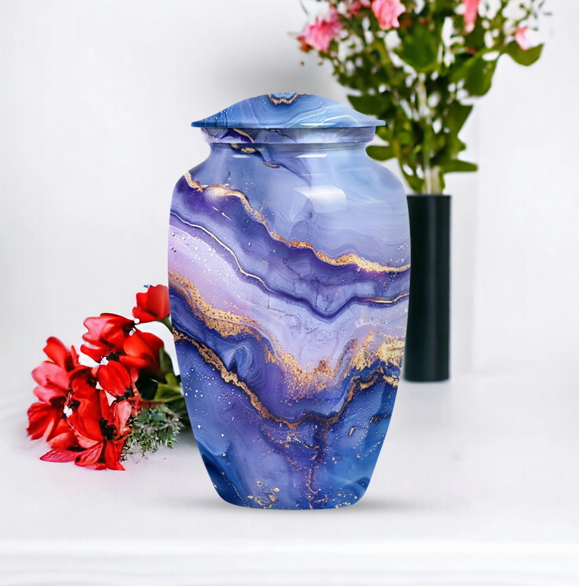 Abstract Urn: Forever Remembered, Large Cremation Urn For Men