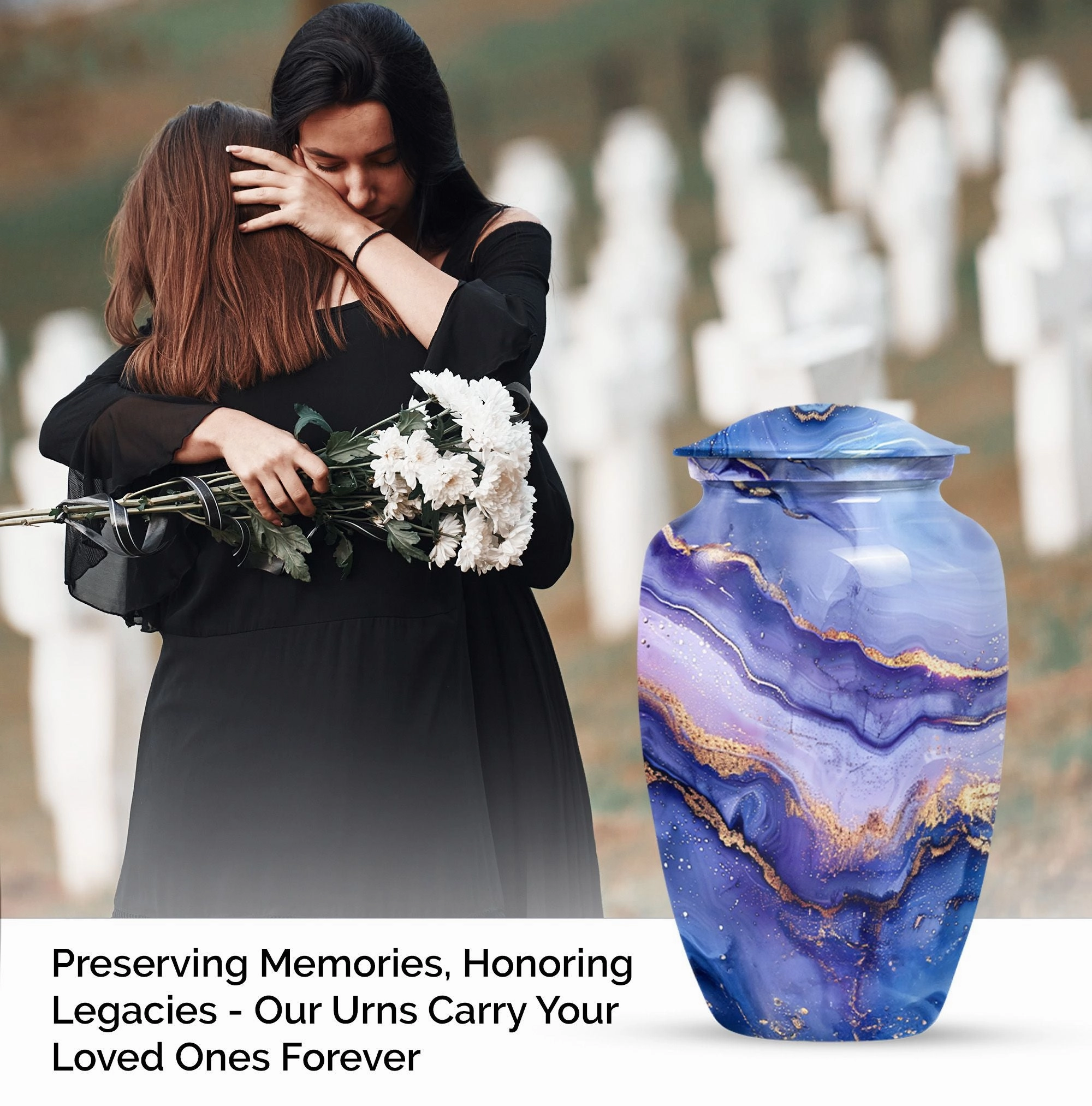 Abstract Urn: Forever Remembered, Large Cremation Urn For Men