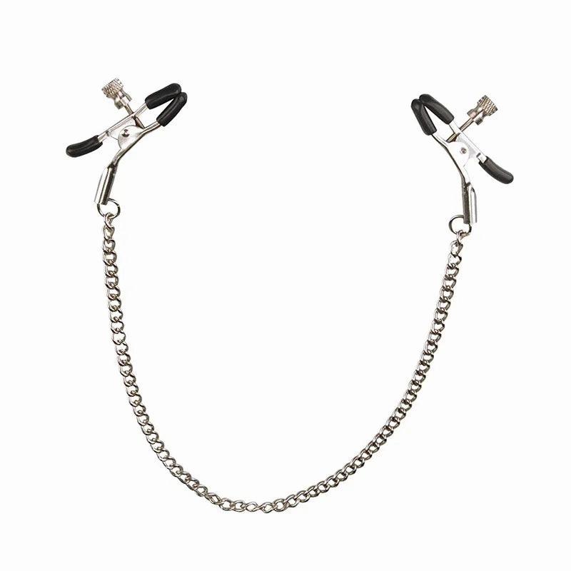 Adjustable Metal Nipple Clamps with Chain Sensual BDSM