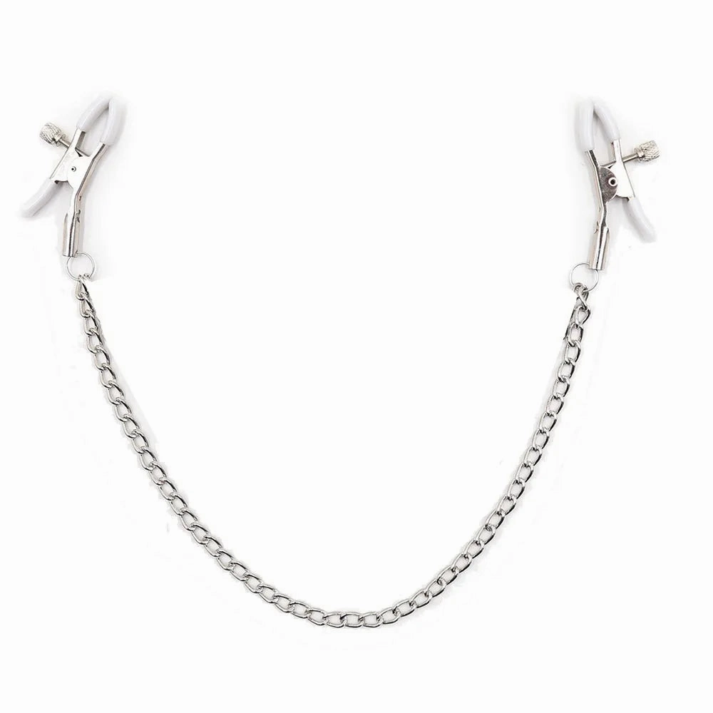 Adjustable Metal Nipple Clamps with Chain Sensual BDSM