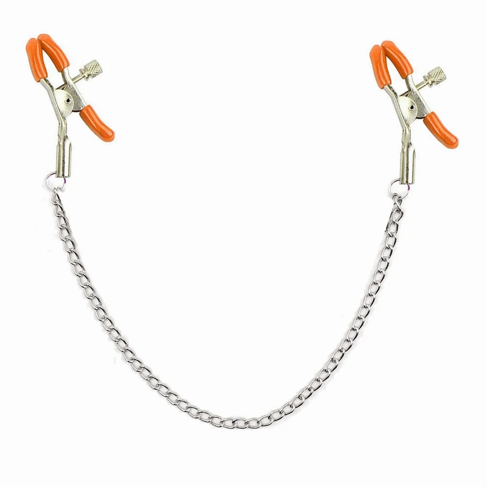 Adjustable Metal Nipple Clamps with Chain Sensual BDSM