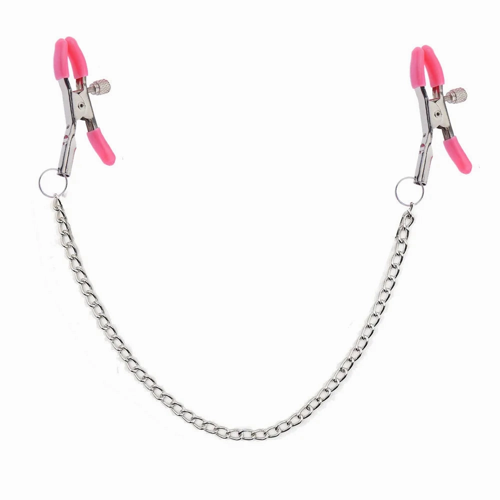 Adjustable Metal Nipple Clamps with Chain Sensual BDSM