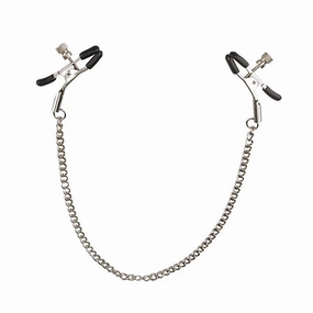 Adjustable Metal Nipple Clamps with Chain Sensual BDSM