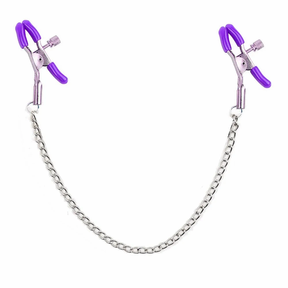 Adjustable Metal Nipple Clamps with Chain Sensual BDSM