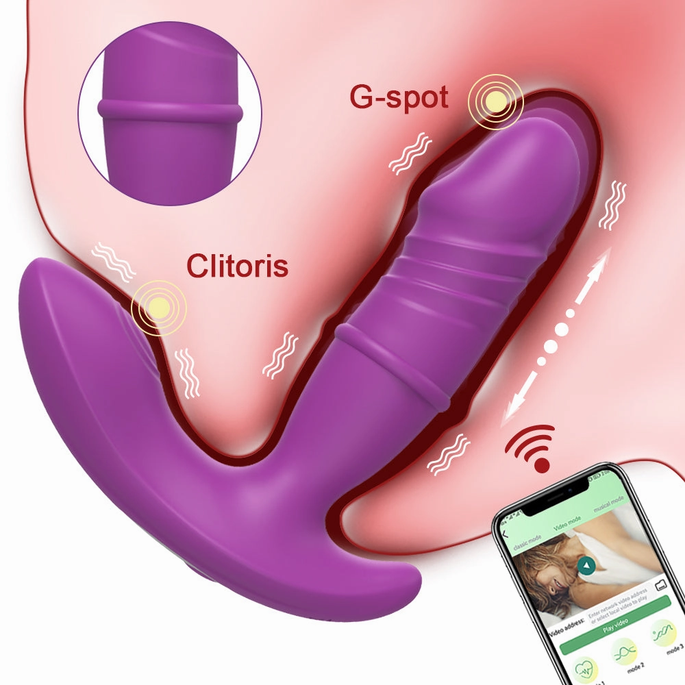APP Control 3 In 1 Thrusting Dildo Vibrator 9 Thrust Modes And 9 Frequency Pats Clitoris Wearable Vibrators