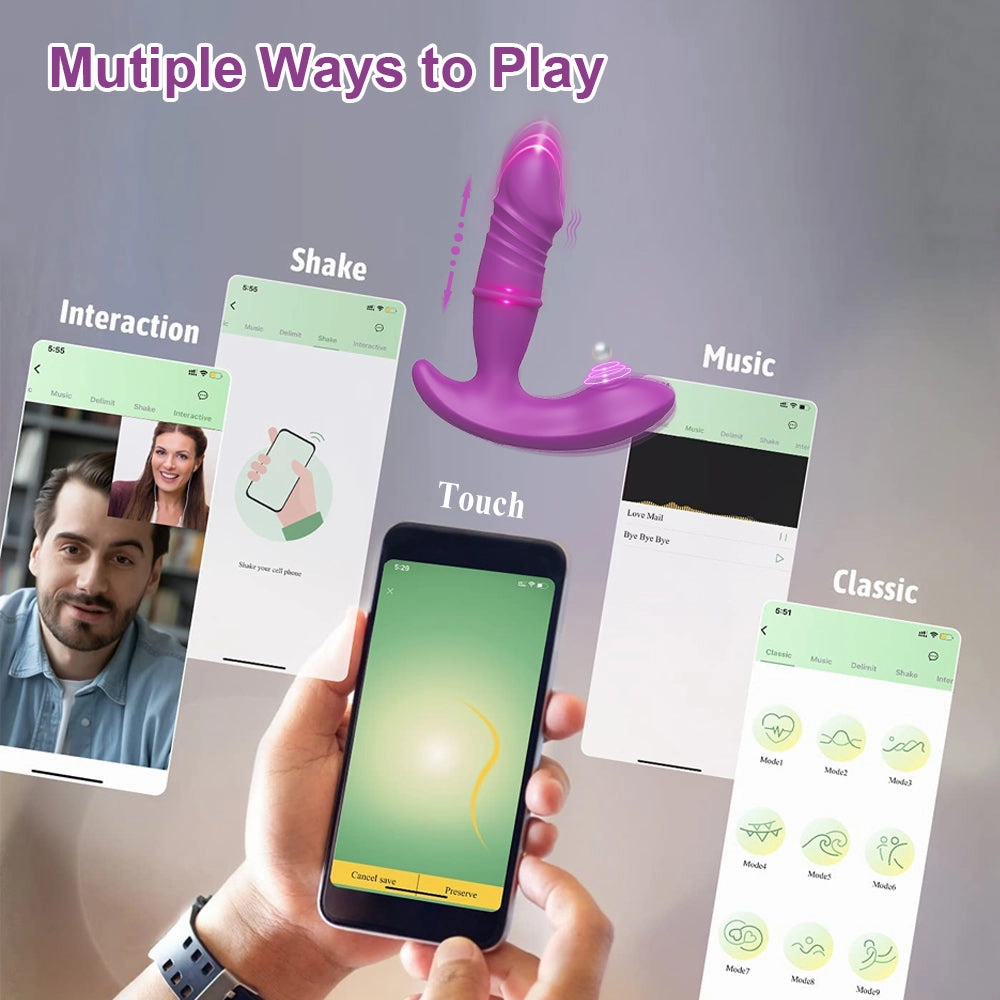APP Control 3 In 1 Thrusting Dildo Vibrator 9 Thrust Modes And 9 Frequency Pats Clitoris Wearable Vibrators