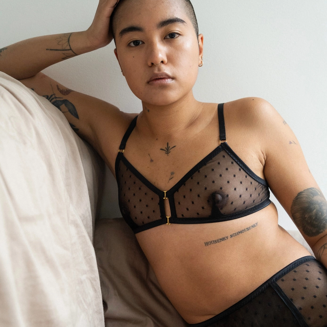 BLACK DOT TICHEÉ CROTCHLESS HIGH WAIST PANTIES SET