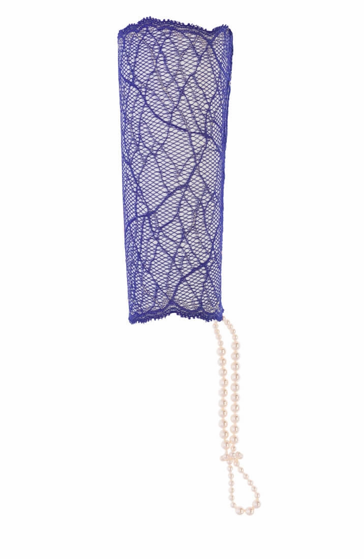 Blue glove with stimulating pearls - Sydney Glove