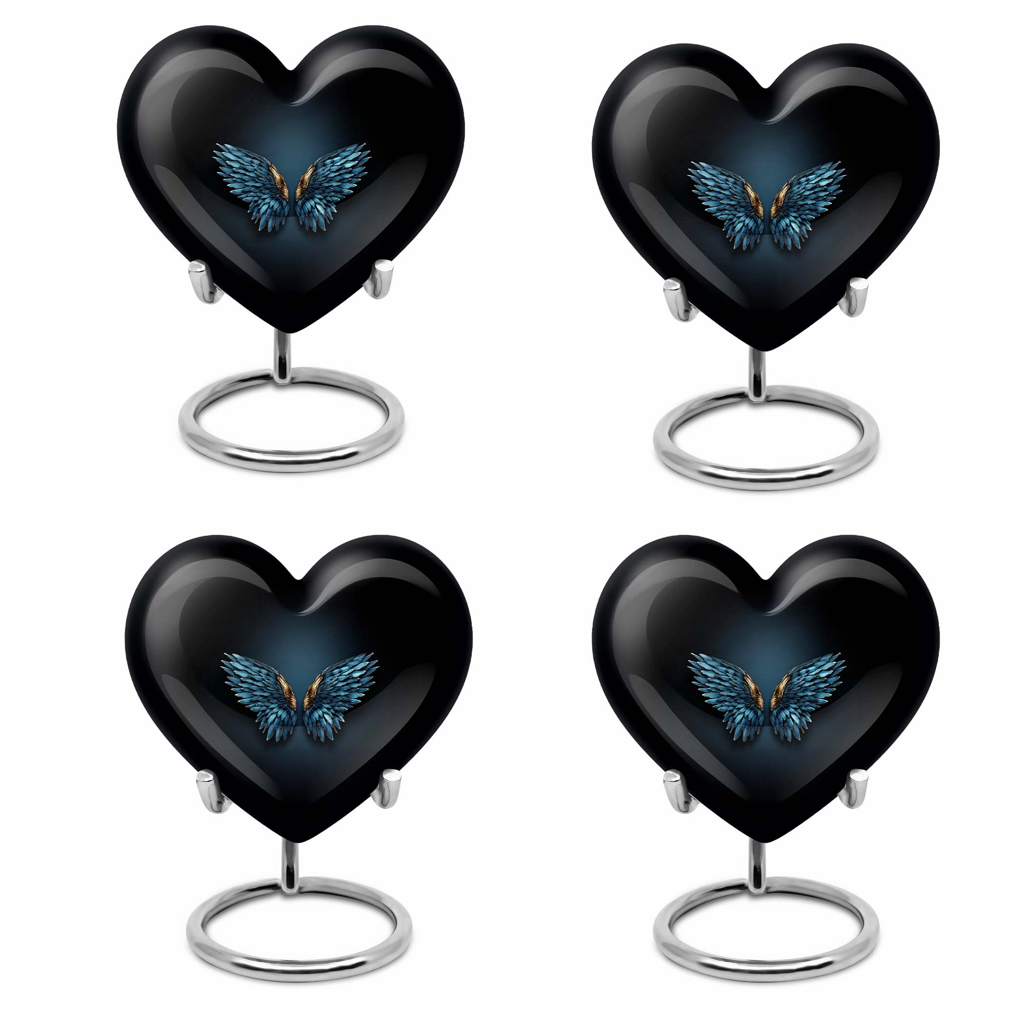 Blue Wings Tribute - Engravable Heart Urn for Cremation Ashes