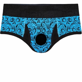 Brief  Harness - Turquoise Skulls - PLUS SIZE