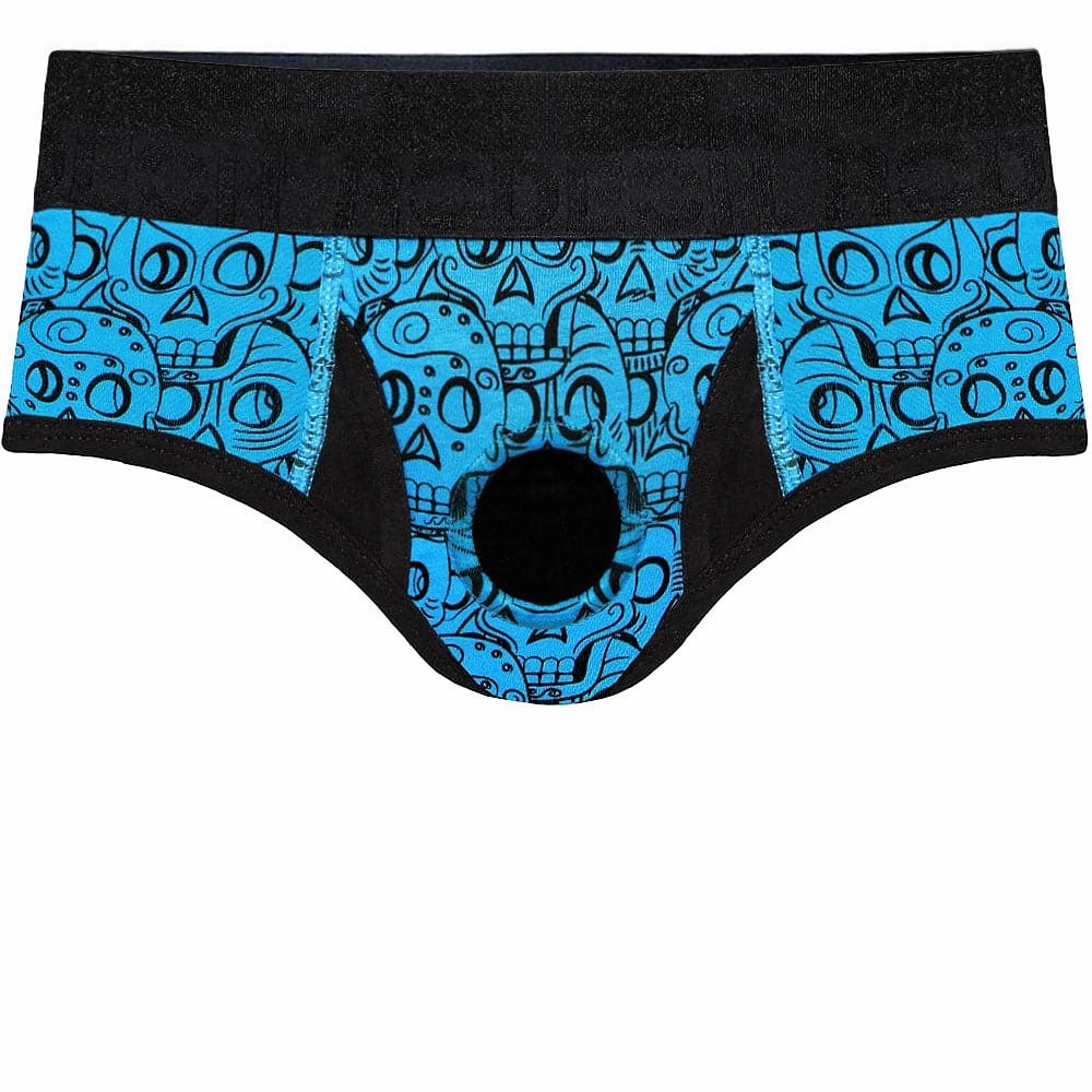 Brief  Harness - Turquoise Skulls - PLUS SIZE