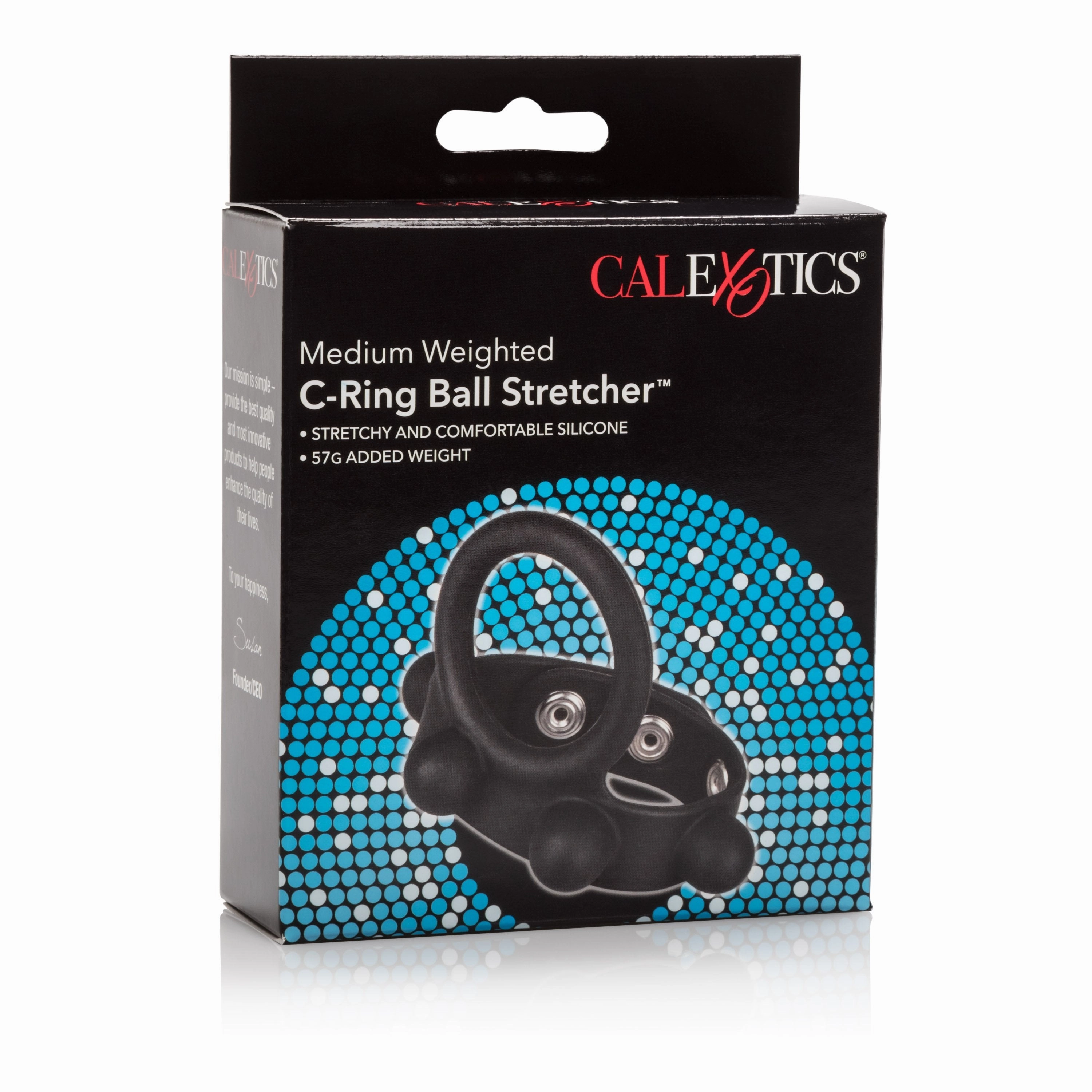 California Exotics - Medium Weighted C Ring Ball Stretcher Cock Ring (Black)
