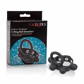 California Exotics - Medium Weighted C Ring Ball Stretcher Cock Ring (Black)