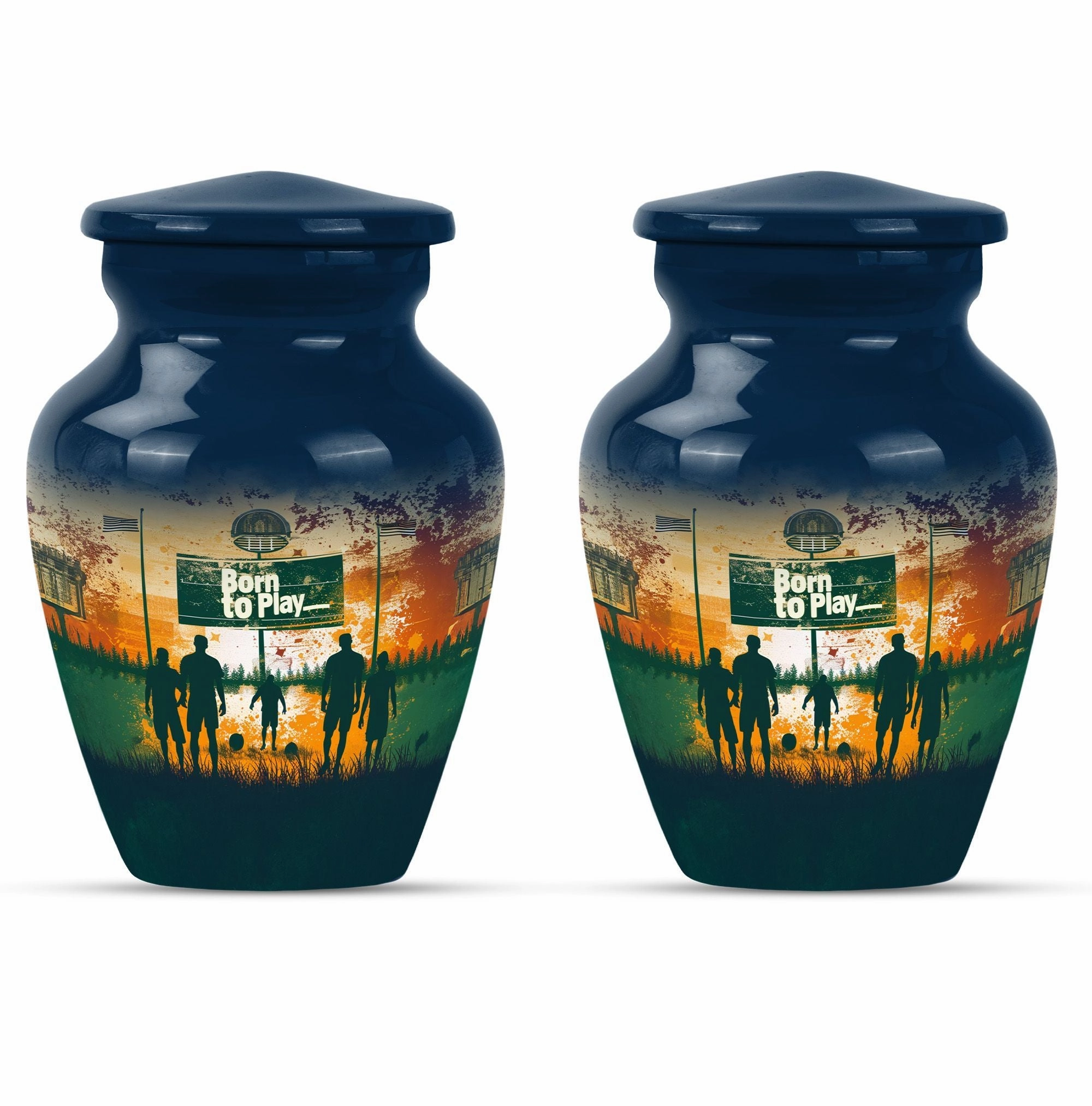 Cremation Tribute: Abstract Designed Footboll Funeral Medium Urn