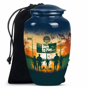 Cremation Tribute: Abstract Designed Footboll Funeral Medium Urn