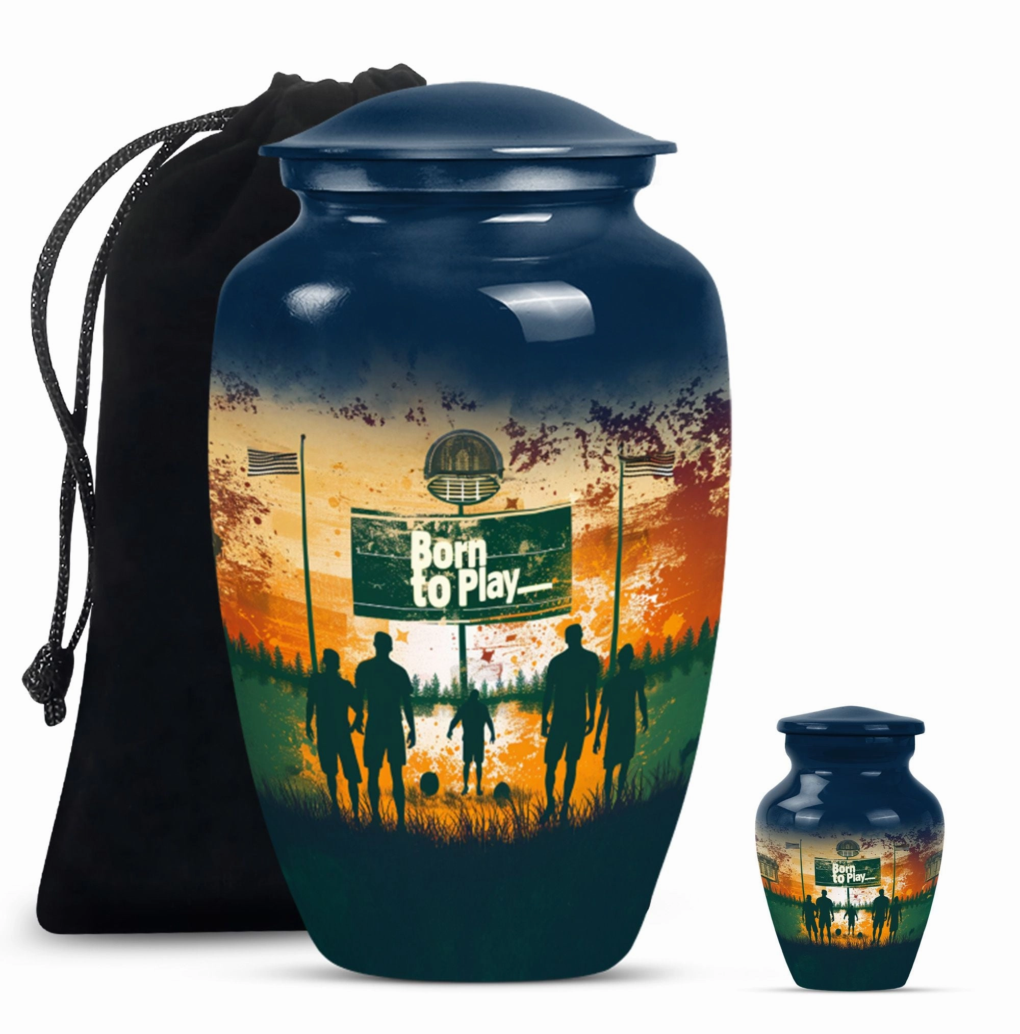 Cremation Tribute: Abstract Designed Footboll Funeral Medium Urn