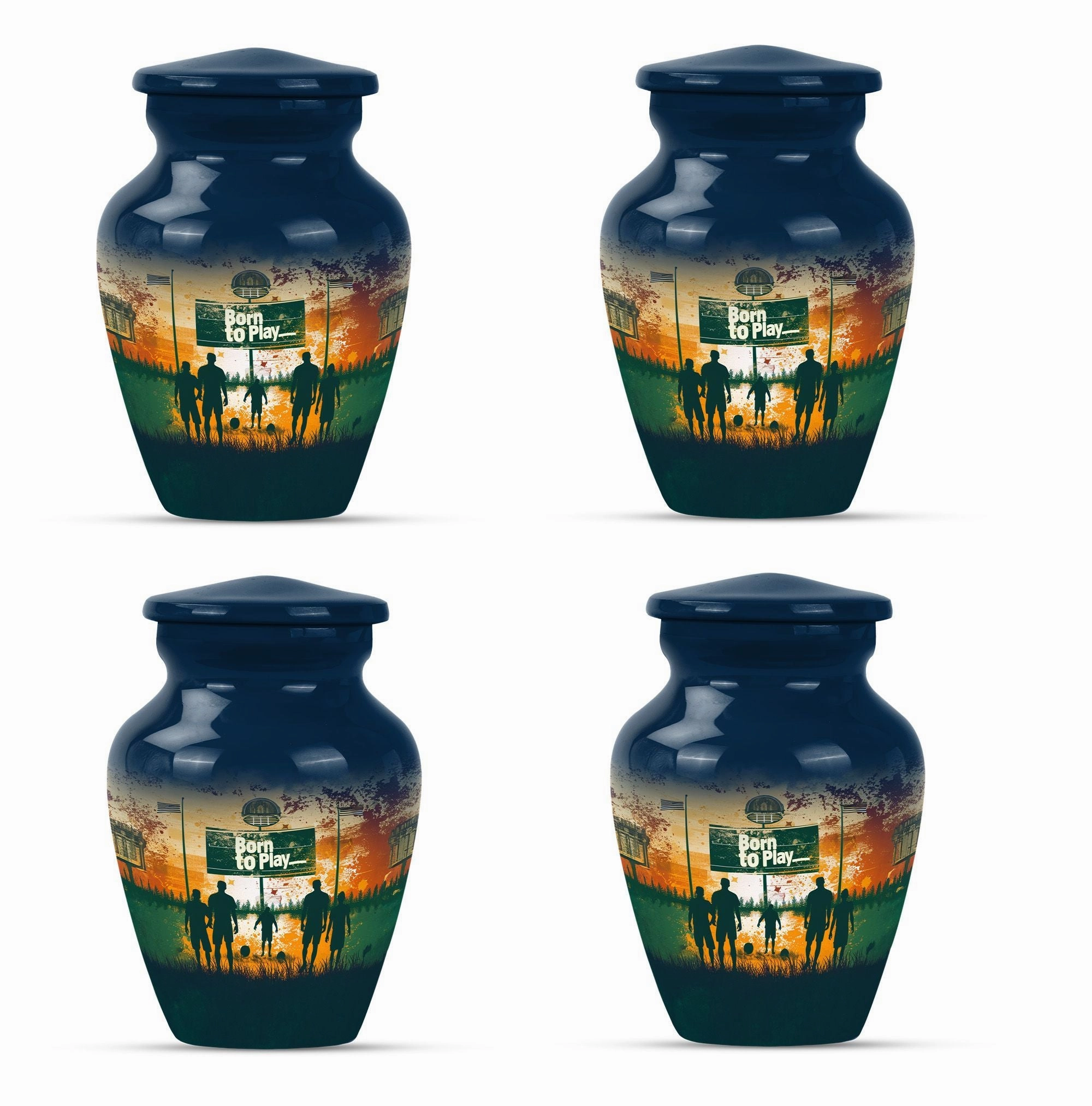 Cremation Tribute: Abstract Designed Footboll Funeral Medium Urn
