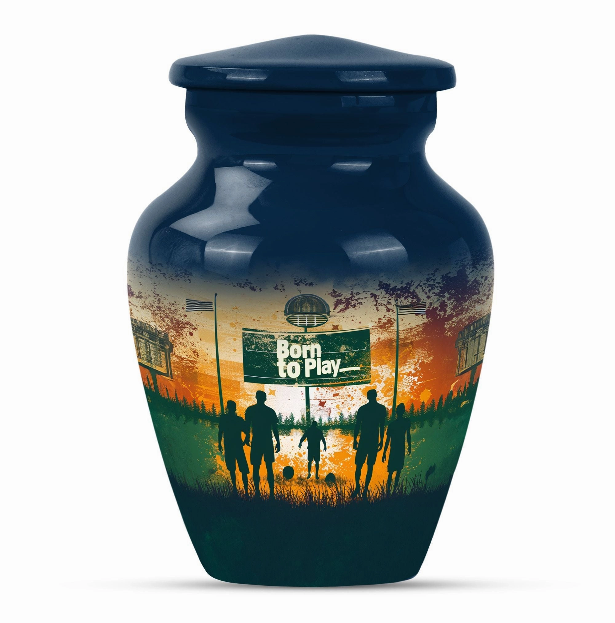 Cremation Tribute: Abstract Designed Footboll Funeral Medium Urn