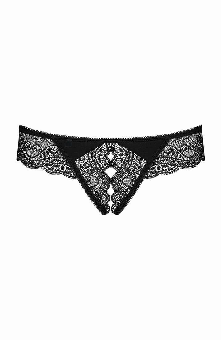 Crotchless lace thong - Je t'aime