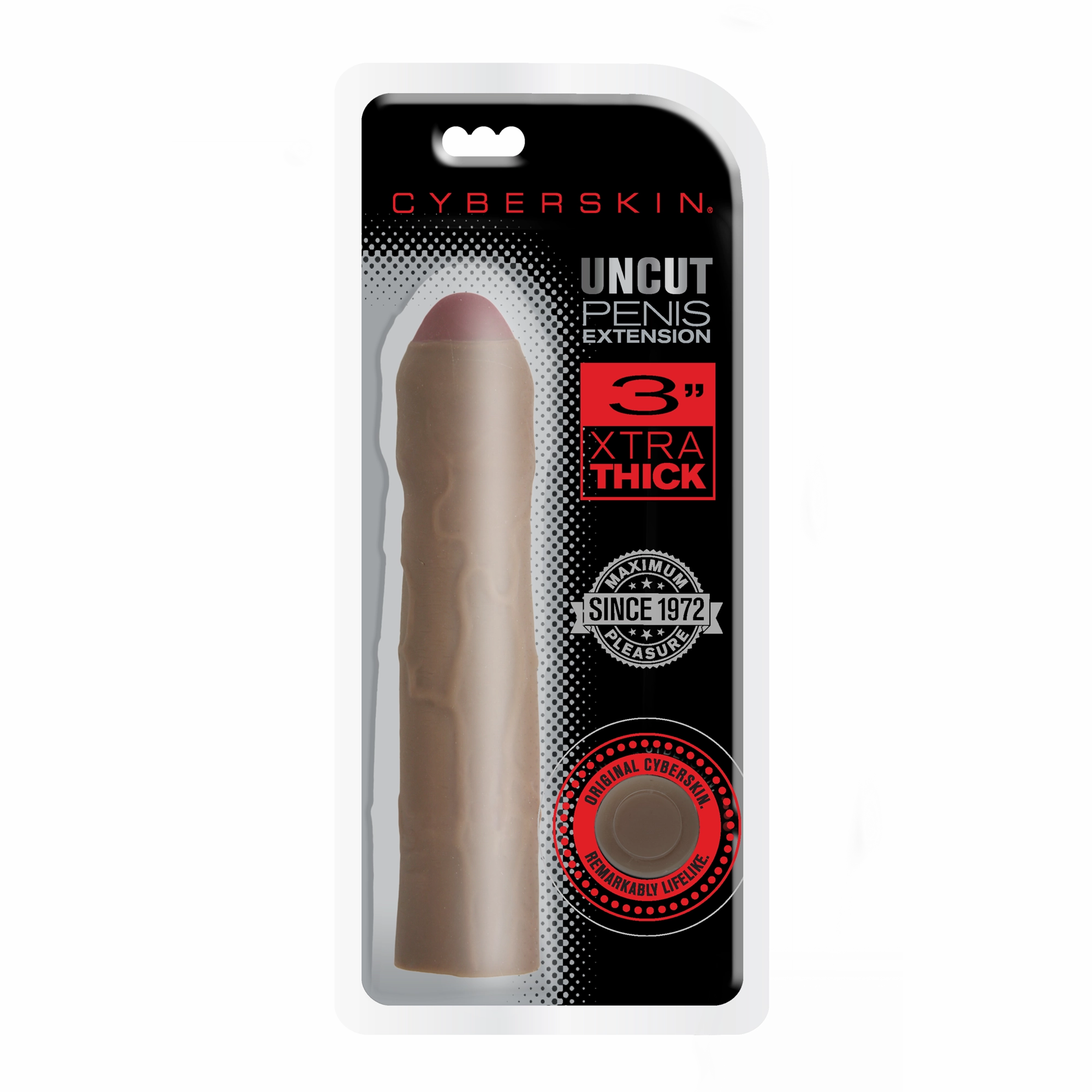 CyberSkin® 3 inch Xtra Thick Uncut Transformer Penis Extension™, Dark