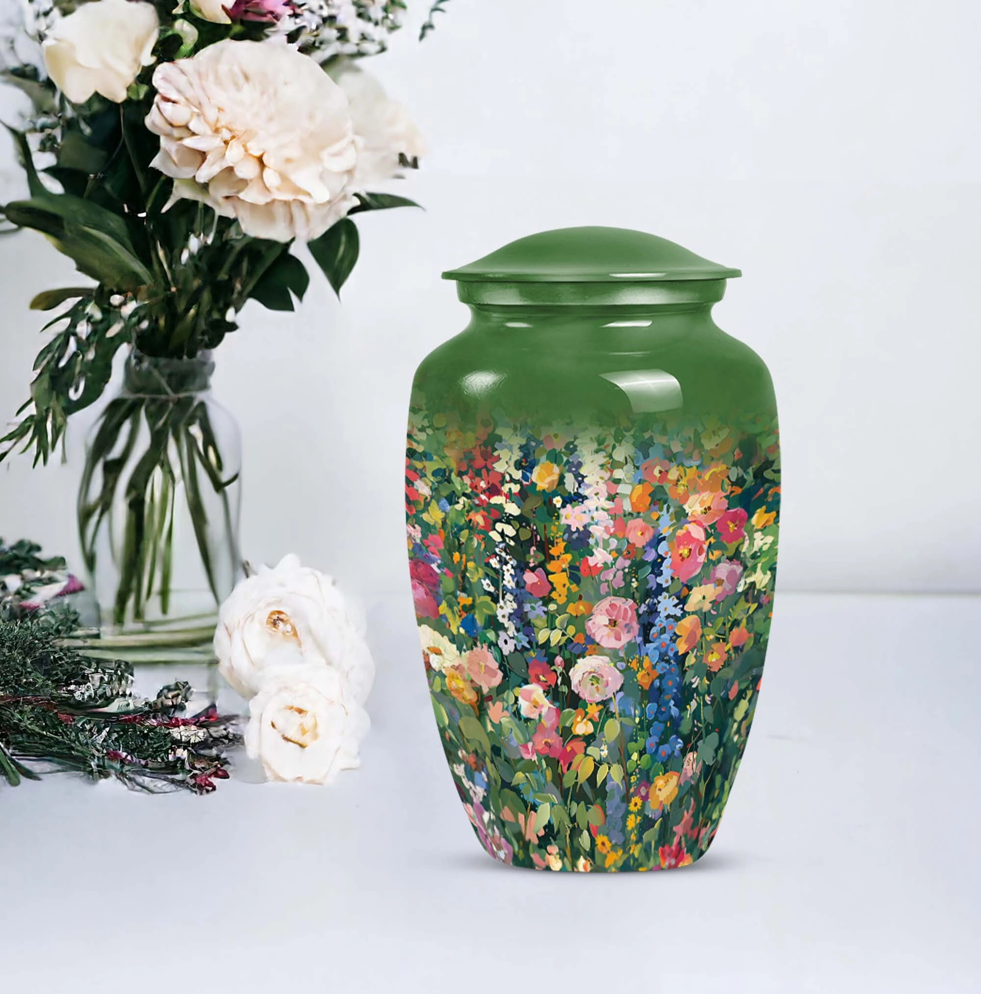 Dignified Remembrance Flowers Urn: Memorial Cremation Repository