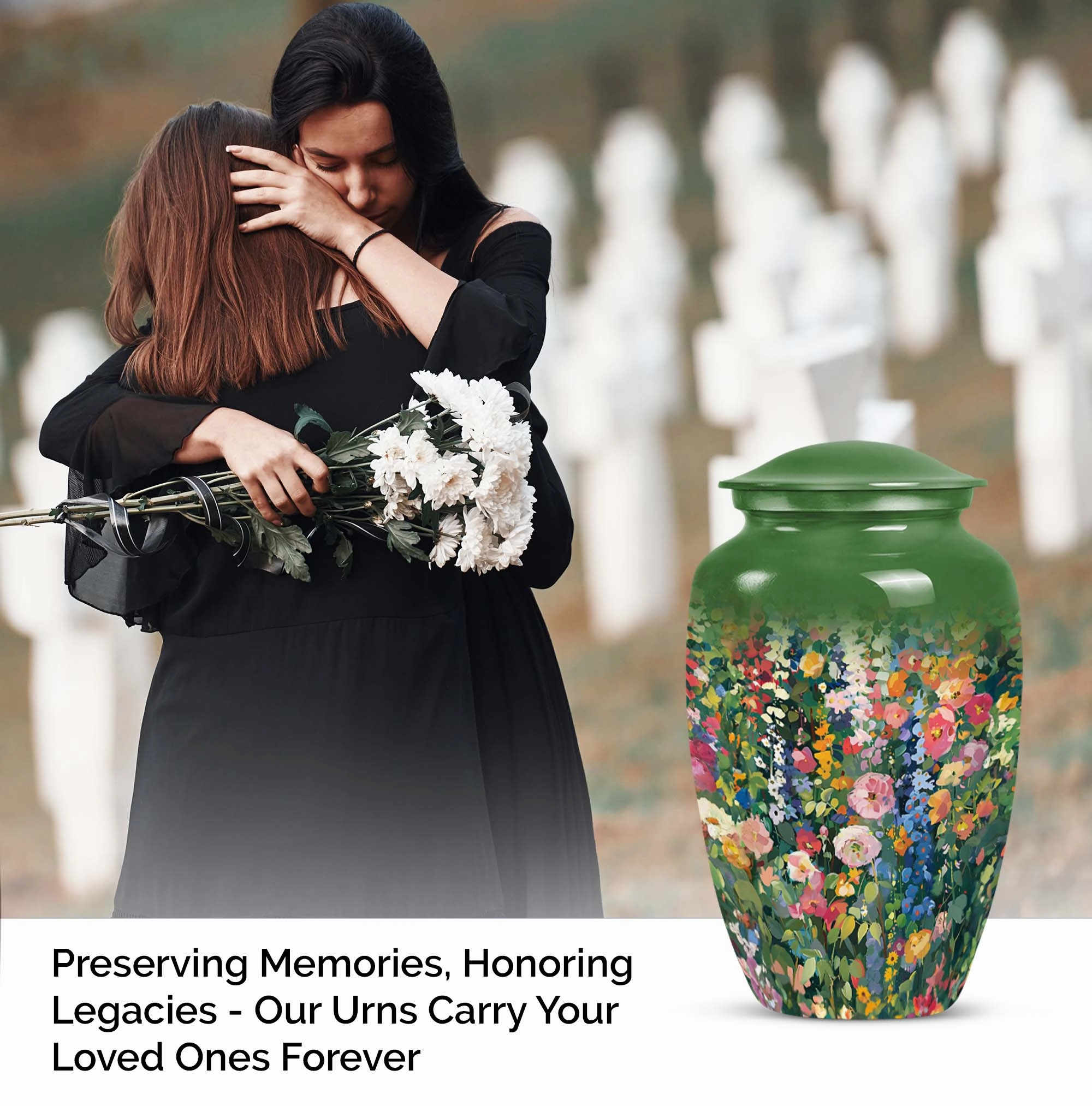 Dignified Remembrance Flowers Urn: Memorial Cremation Repository