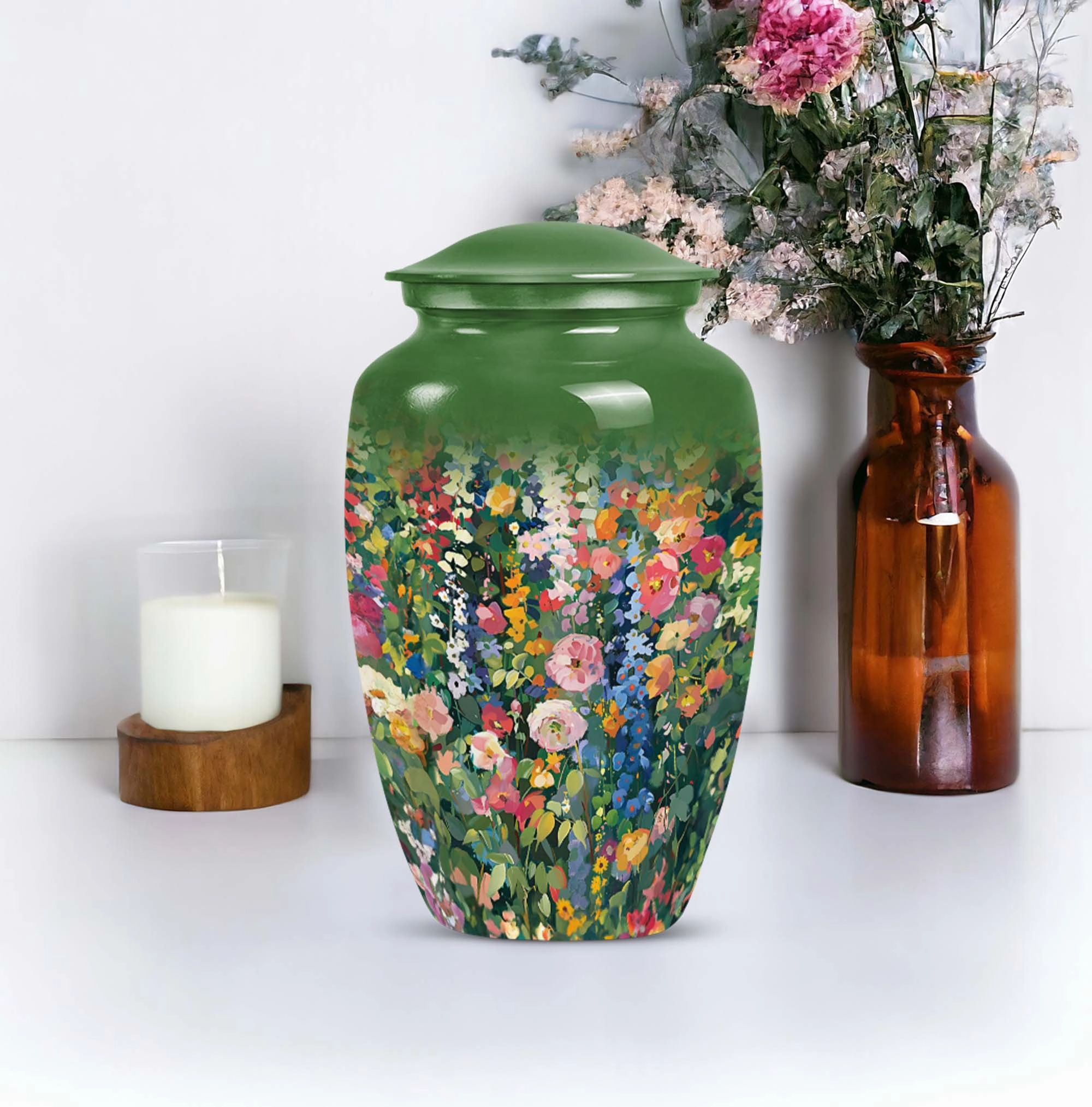 Dignified Remembrance Flowers Urn: Memorial Cremation Repository