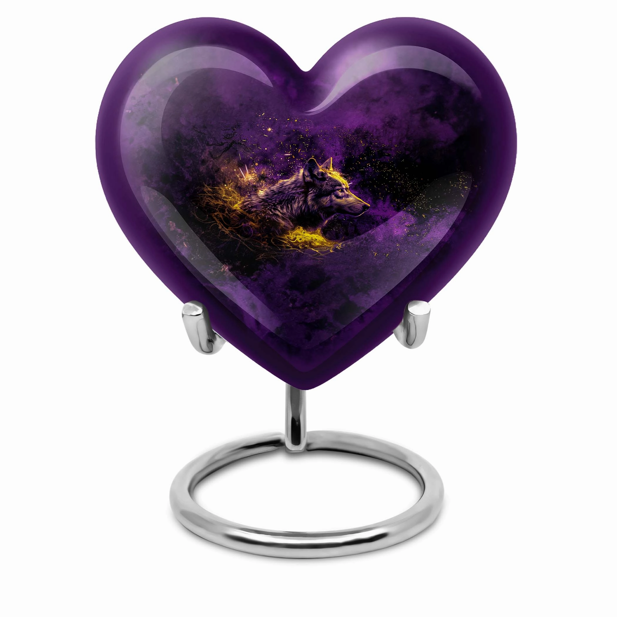 Eternal Embrace Wolf Heart Cremation Tribute Urn - Large Capacity