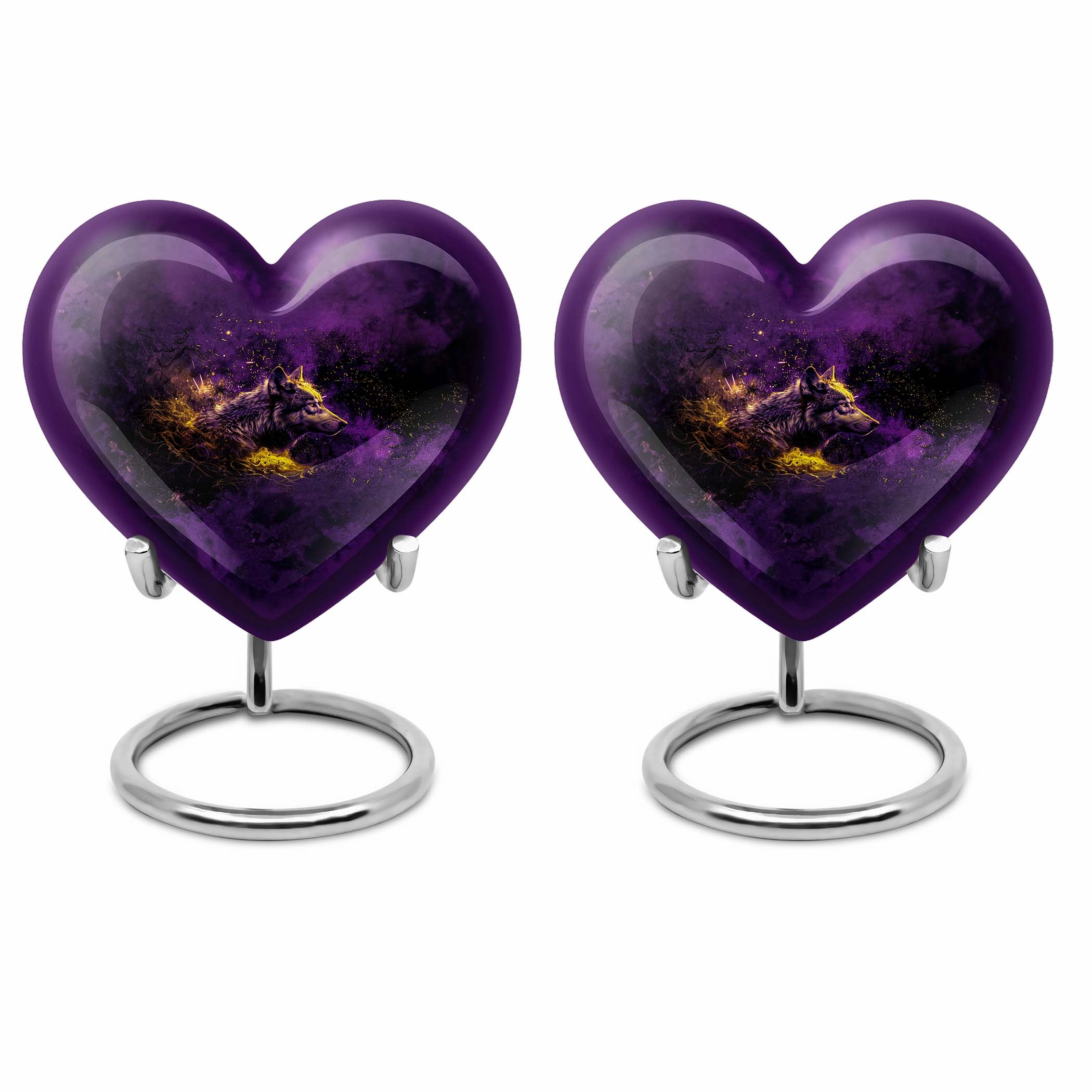 Eternal Embrace Wolf Heart Cremation Tribute Urn - Large Capacity