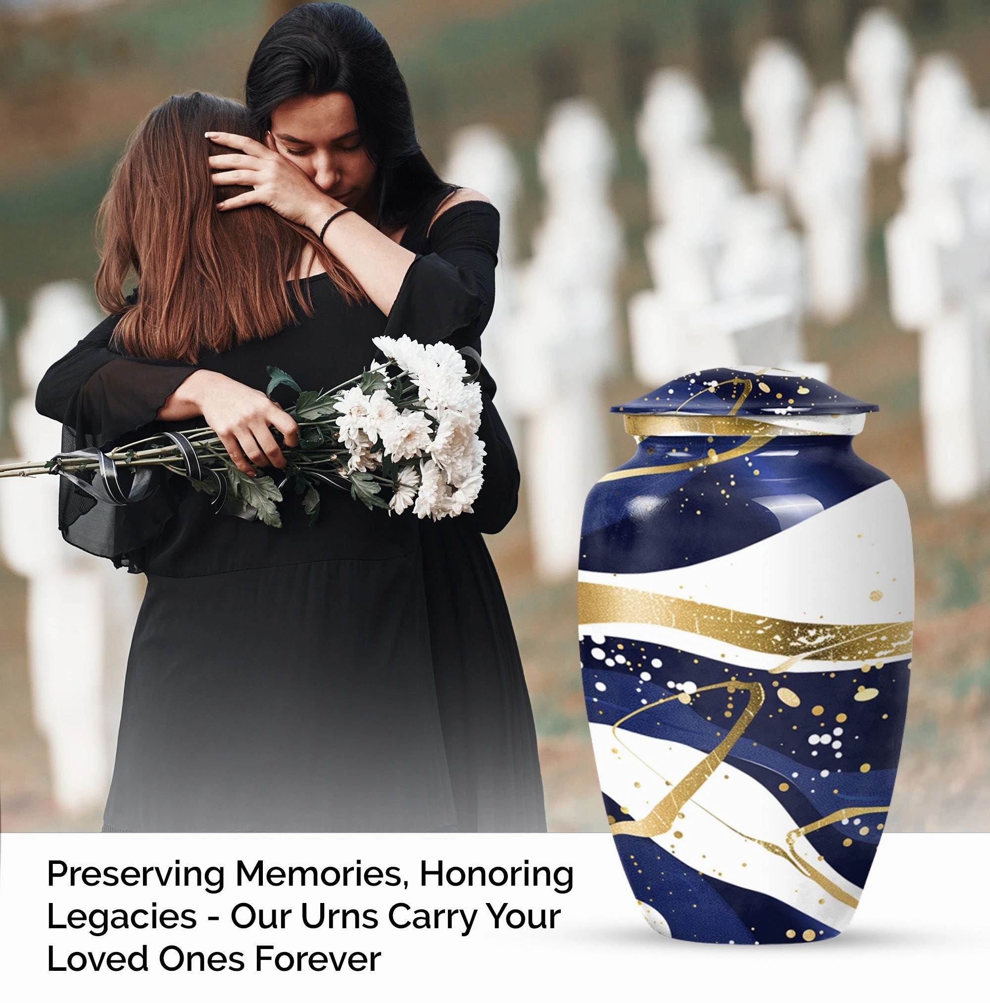Eternal Rest Abstract Urn: Distinctive Large Size Memorial Urn