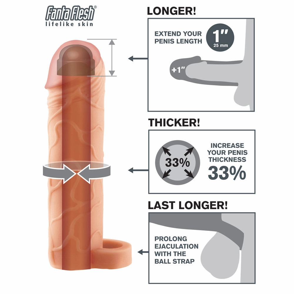 Fantasy X-Tensions Perfect 1 Penis Extension Sleeve With Ball Strap