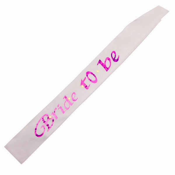 FLASHING BRIDE TO BE SASH WHITE