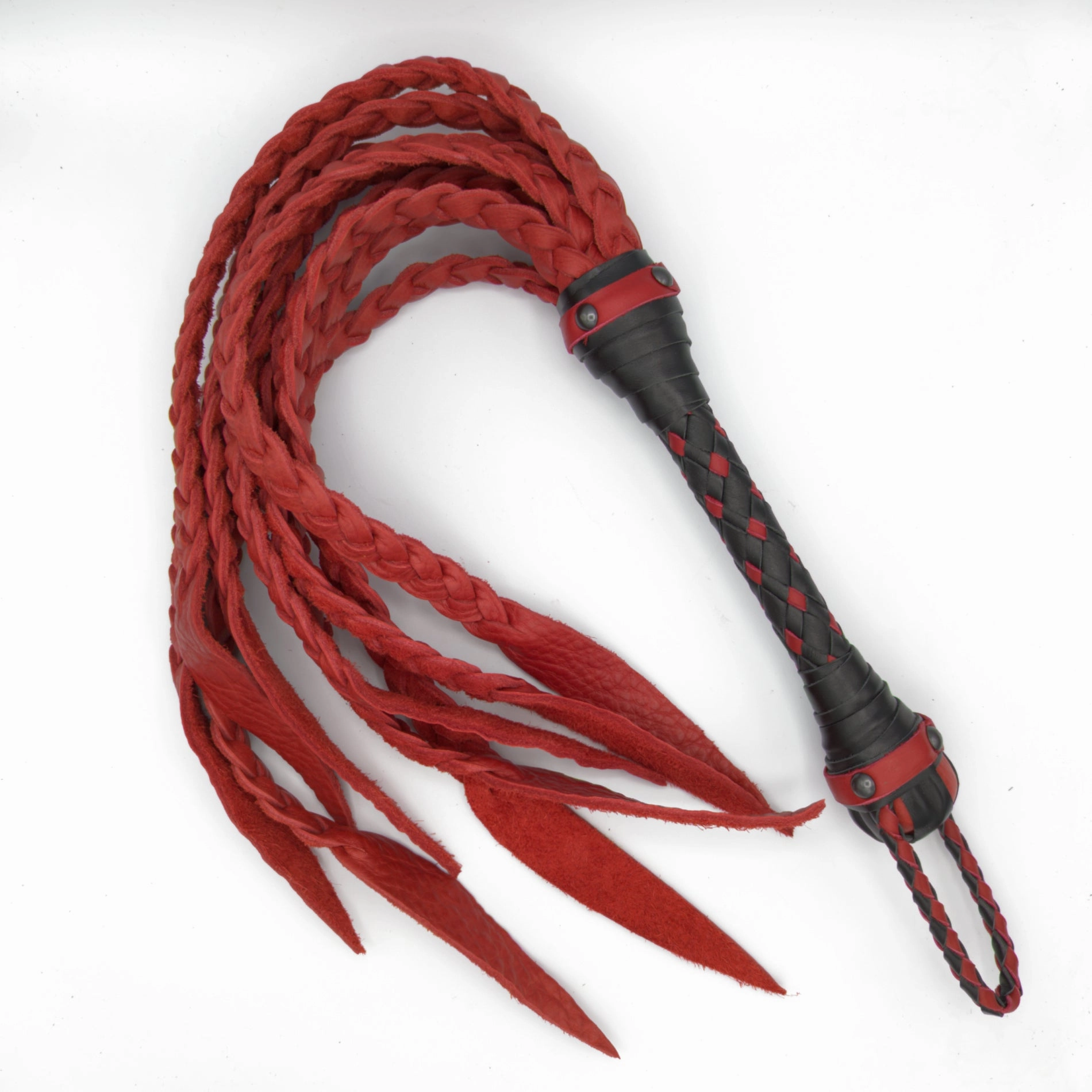 Flat Braided Cat-o-Nine Style Bullhide Leather Flogger - Custom Braided Flogger
