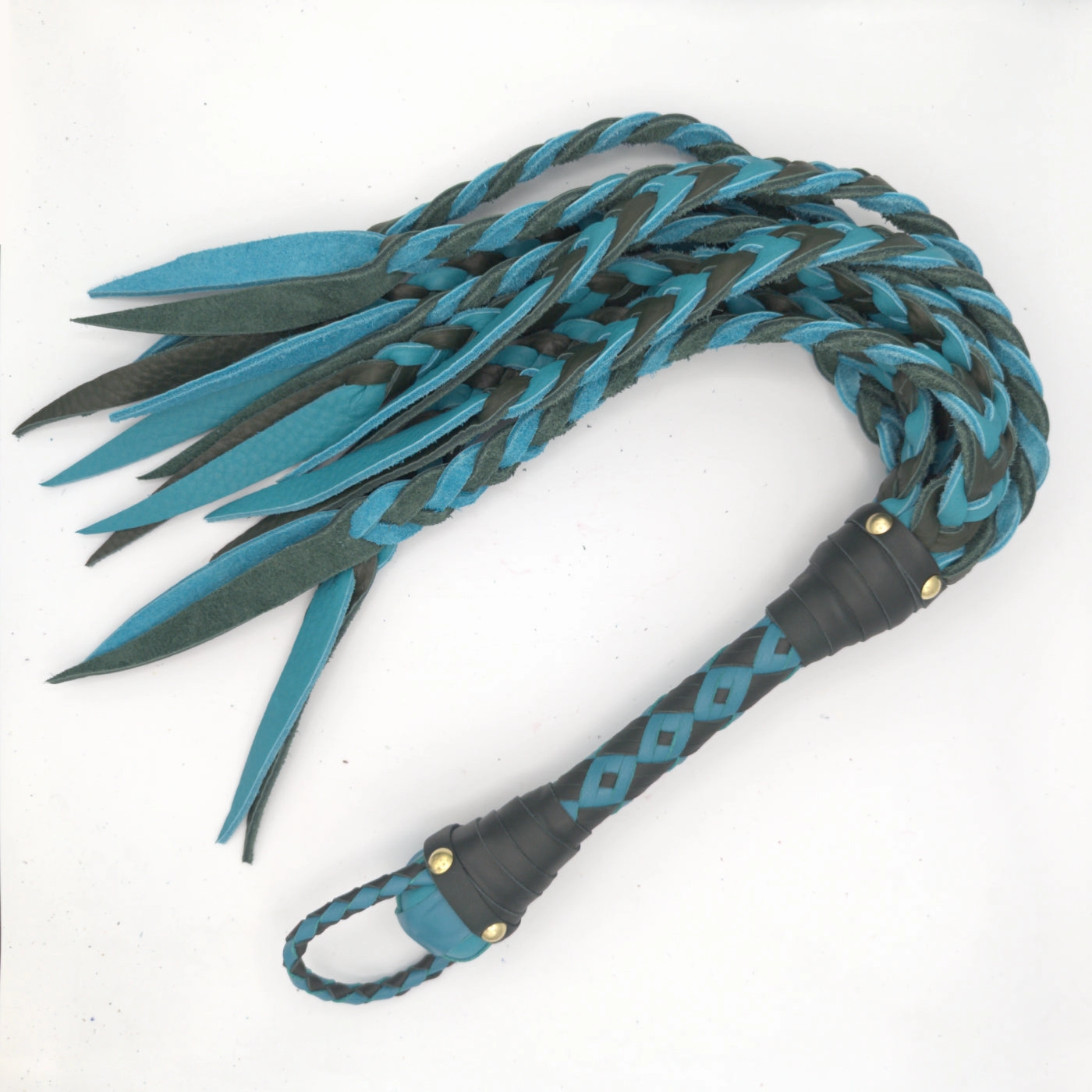 Flat Braided Cat-o-Nine Style Bullhide Leather Flogger - Custom Braided Flogger