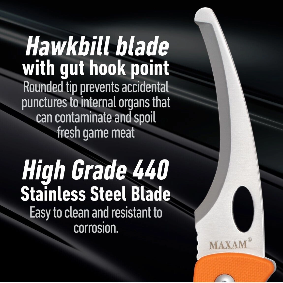 Folding Hawkbill Rope Cutting Knife - Maxam Utility Knife - Rigging Knife - Rope Cutting Hook