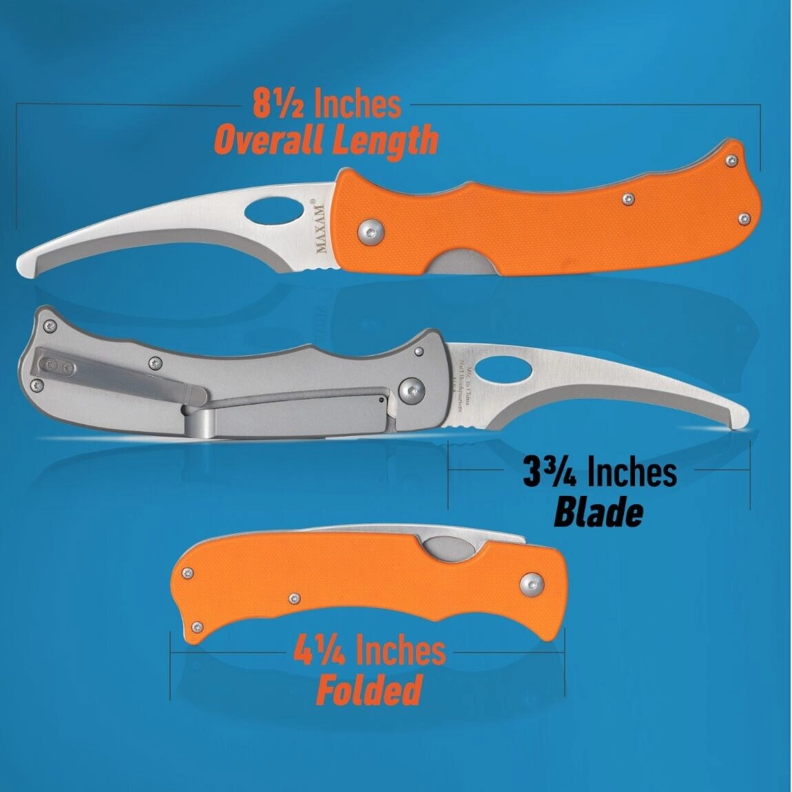 Folding Hawkbill Rope Cutting Knife - Maxam Utility Knife - Rigging Knife - Rope Cutting Hook