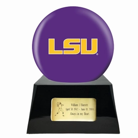 Football Cremation Urn with Optional LSU Tigers Ball Decor and Custom Metal Plaque