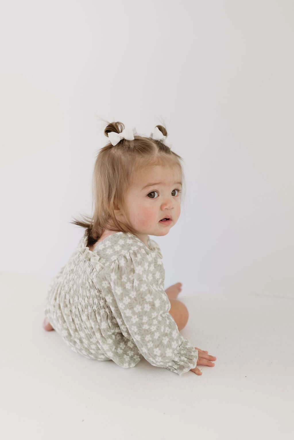 French Gray Floral | Ruffle Romper