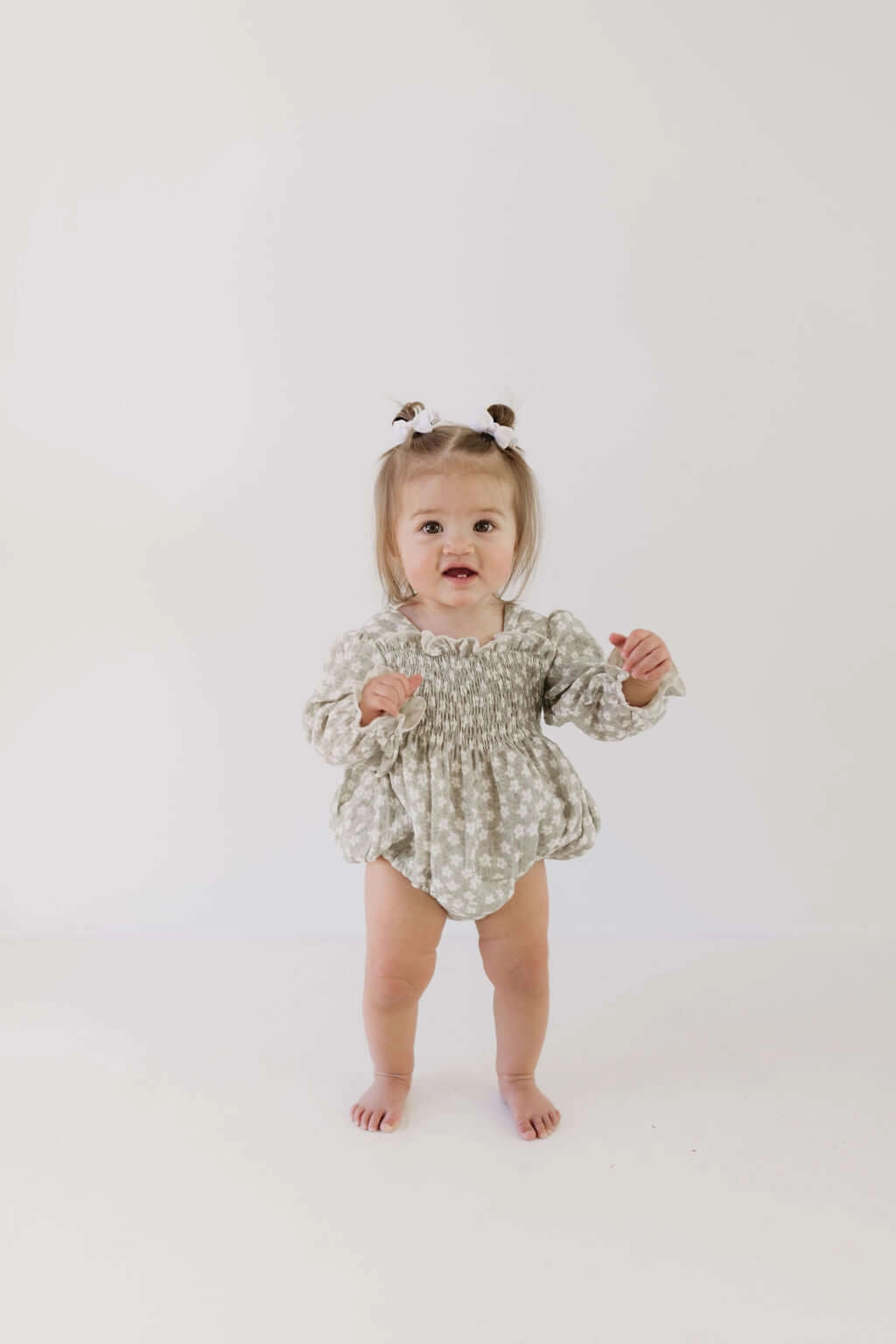 French Gray Floral | Ruffle Romper