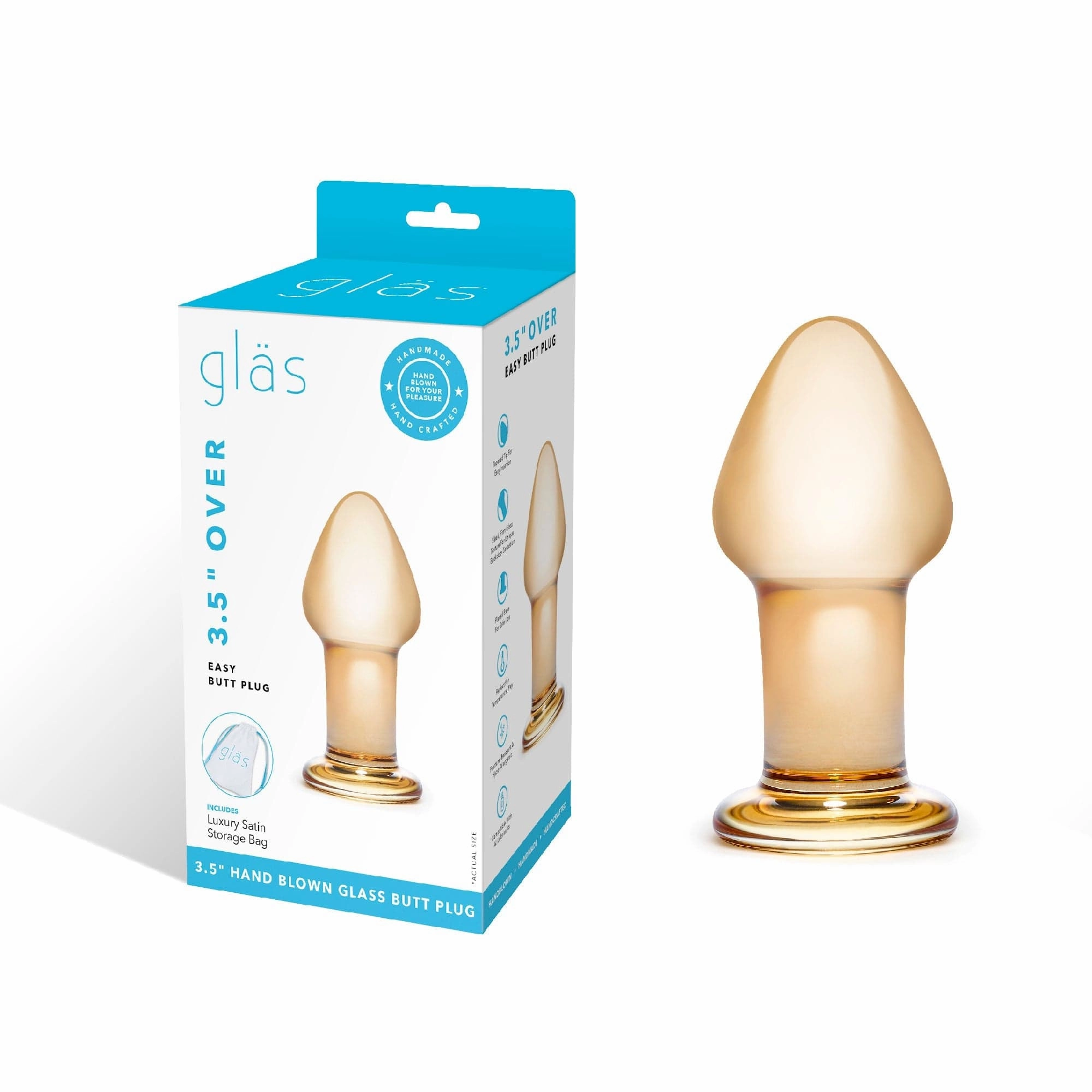 Glas - Over Easy Glass Butt Plug 3.5" (Orange)