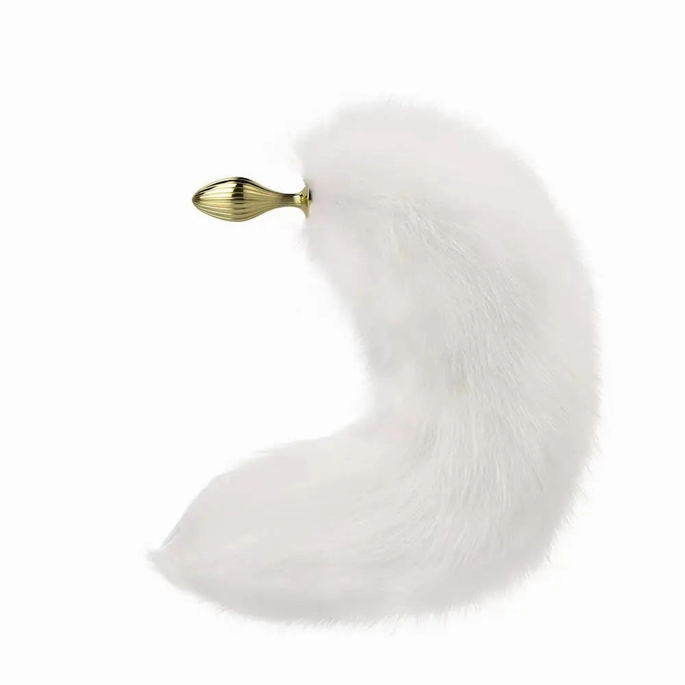 Gold Metal Butt Plug with Streamer Design - Quusvik Luxury Anal Toy