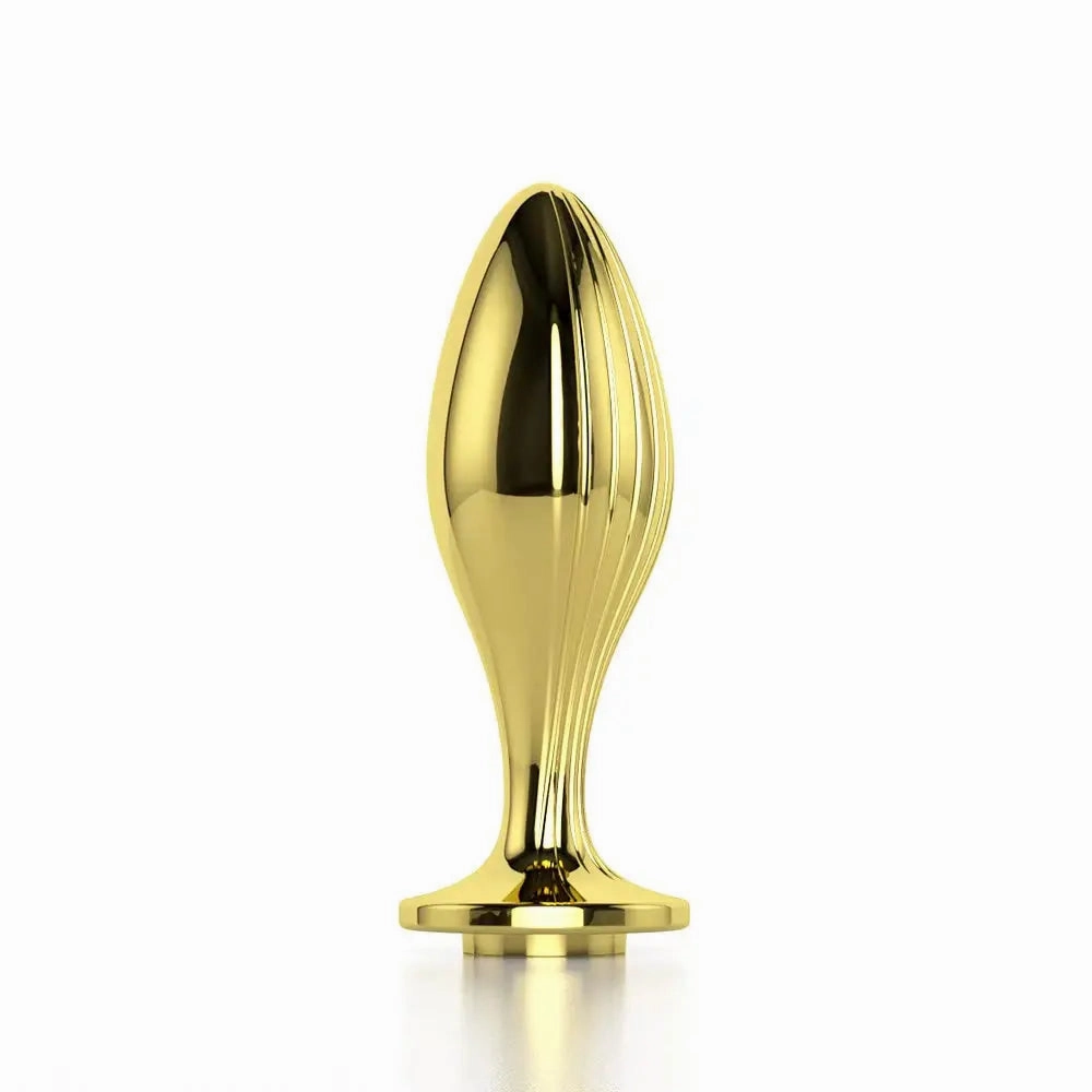 Gold Metal Butt Plug with Streamer Design - Quusvik Luxury Anal Toy