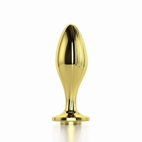 Gold Metal Butt Plug with Streamer Design - Quusvik Luxury Anal Toy