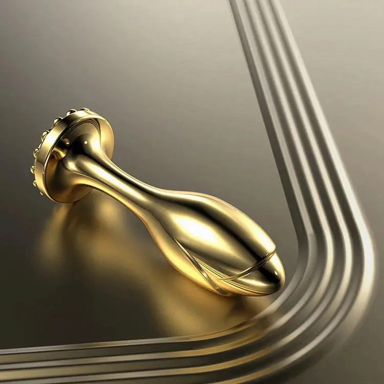 Gold Stainless Steel Rose Butt Plug - Unisex Anal Expansion Toy